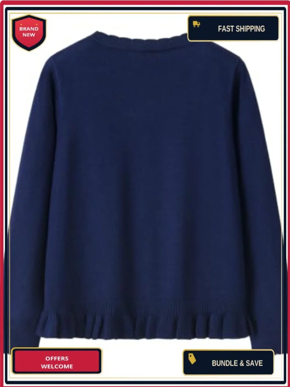 Girls Ruffle Long Sleeve Knit Cardigan Sweater Button Up